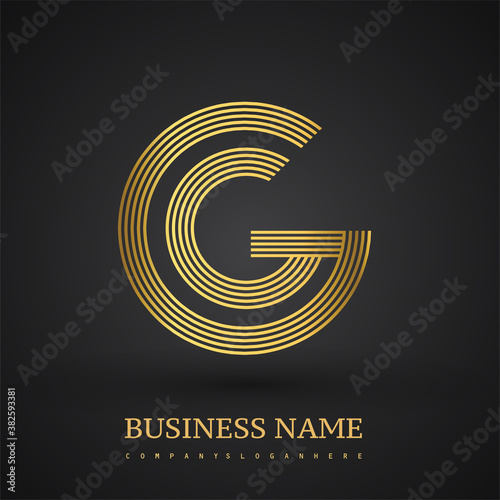 Letter GG linked logo design circle G shape. Elegant golden colored, symbol for your business name or company identity. photo