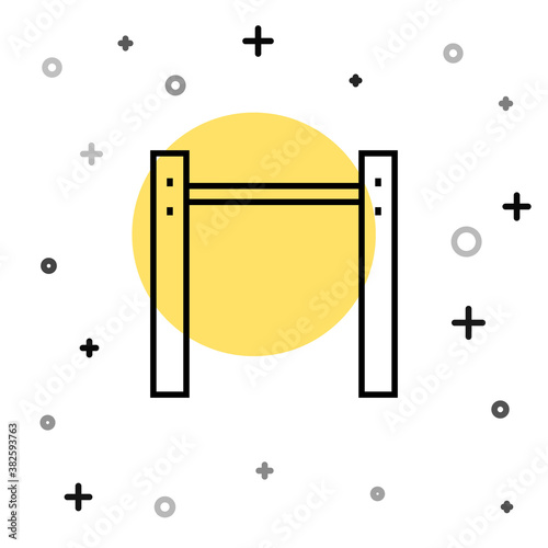 Black line Sport horizontal bar icon isolated on white background. Random dynamic shapes. Vector.