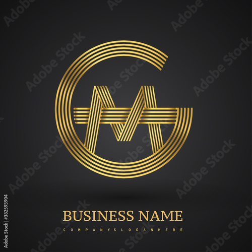Letter GM linked logo design circle G shape. Elegant golden colored, symbol for your business name or company identity.