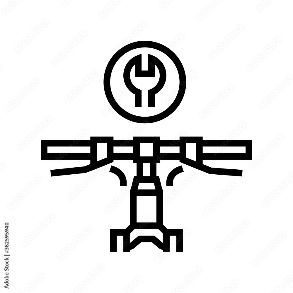 Obraz na plátně bicycle handlebar install line icon vector