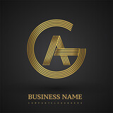 Letter GA linked logo design circle G shape. Elegant golden colored, symbol for your business name or company identity.
