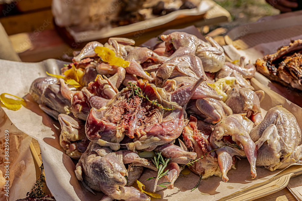 quail many carcasses pickle preparation for a barbecue party quail many carcasses pickle preparation for a barbecue party
