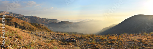 large panorama of Mountain hills in mount Lebanon in summer in Faraya