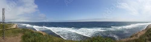 Panorama with sea waves on the coast of the sea of Japan. © garden996