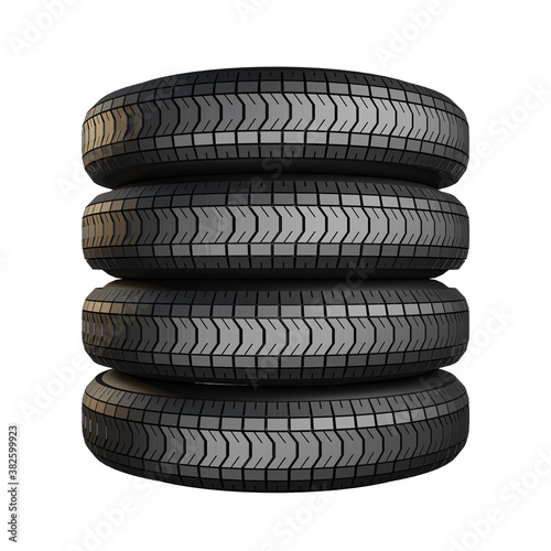 Tableau sur toile 3d rendering Car tire isolated on white background, save clipping path