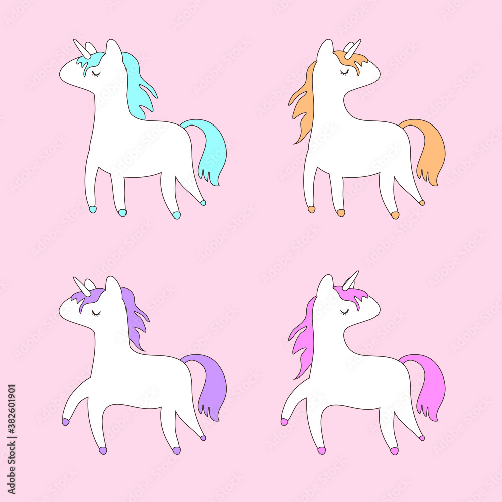Cartoon Cute little pony vector illustration with pastel color and hand drawn style
