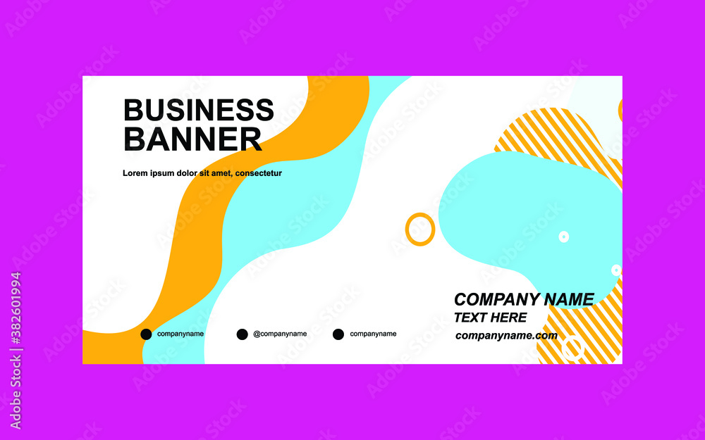 abstract vector business long banner template. Business minimal background with halftone circle frame