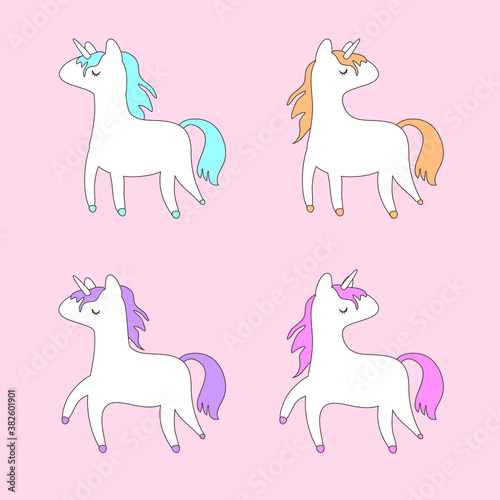 Cartoon Cute little pony vector illustration with pastel color and hand drawn style 