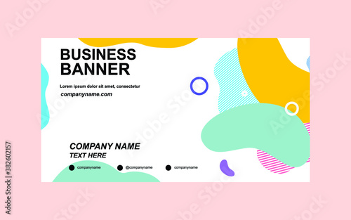 abstract vector business long banner template. Business minimal background with halftone circle frame