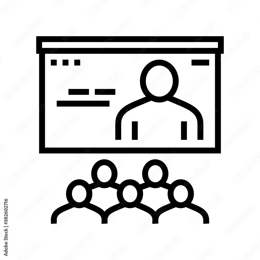 online teaching group line icon vector. online teaching group sign. isolated contour symbol black illustration online teaching group line icon vector. online teaching group sign. isolated contour symbol black illustration