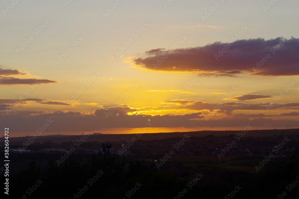 Sunset over the English Channel, the South Downs and Peacehaven