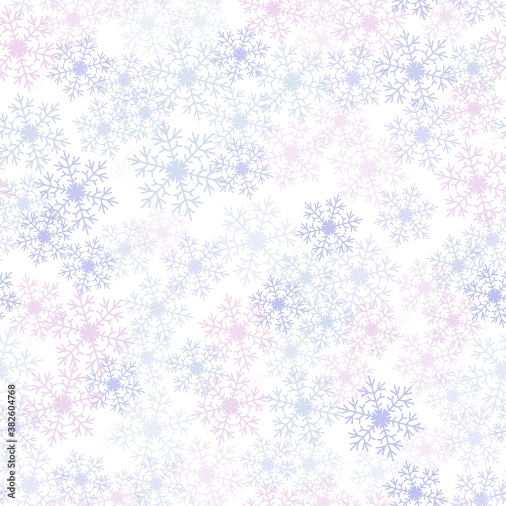 Blue and pink transparent snowflakes on a white background. Blue and pink transparent snowflakes on a white background.