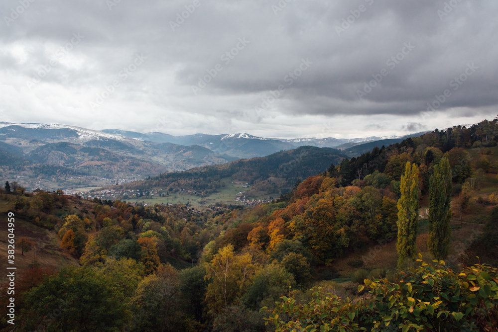 paysage d'une forêt automnale. Massif vosgien automnal. Les Vosges en automne paysage d'une forêt automnale. Massif vosgien automnal. Les Vosges en automne