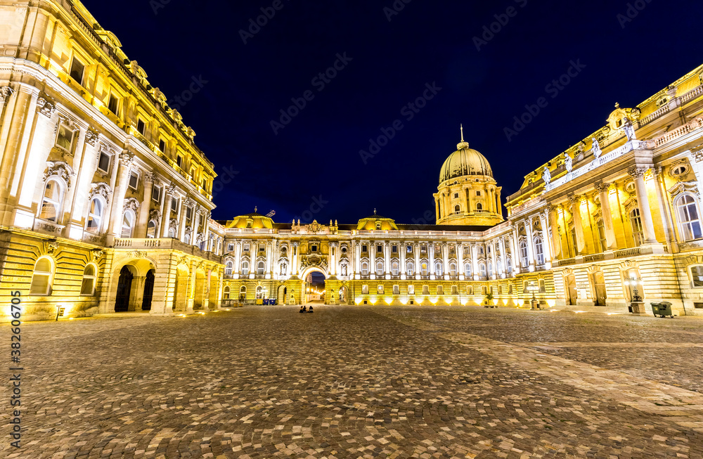 royal castle in budapest at night, hungary