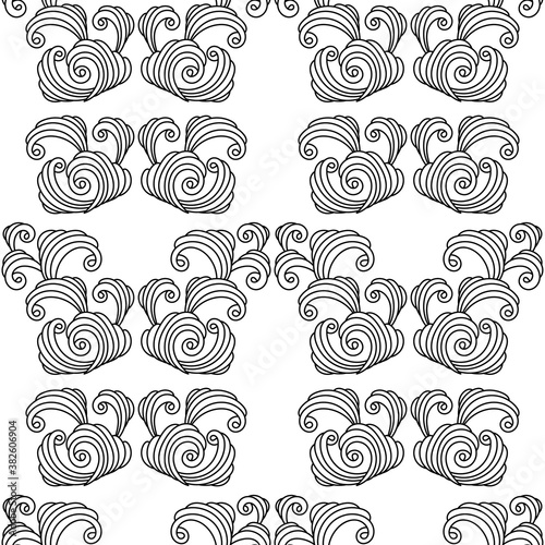 Seamless pattern withr Beautiful Monochrome Contour Element. Hand drawn Original vector background photo