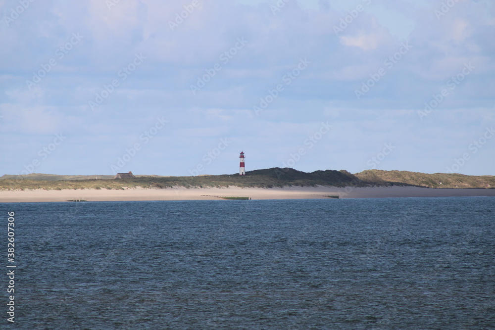 Lighthouse on Ellenbogen in the North of Sylt in Wadden Sea National Park