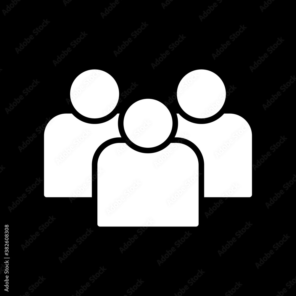 Flat Group Of People Icon Vector, isolated on black background