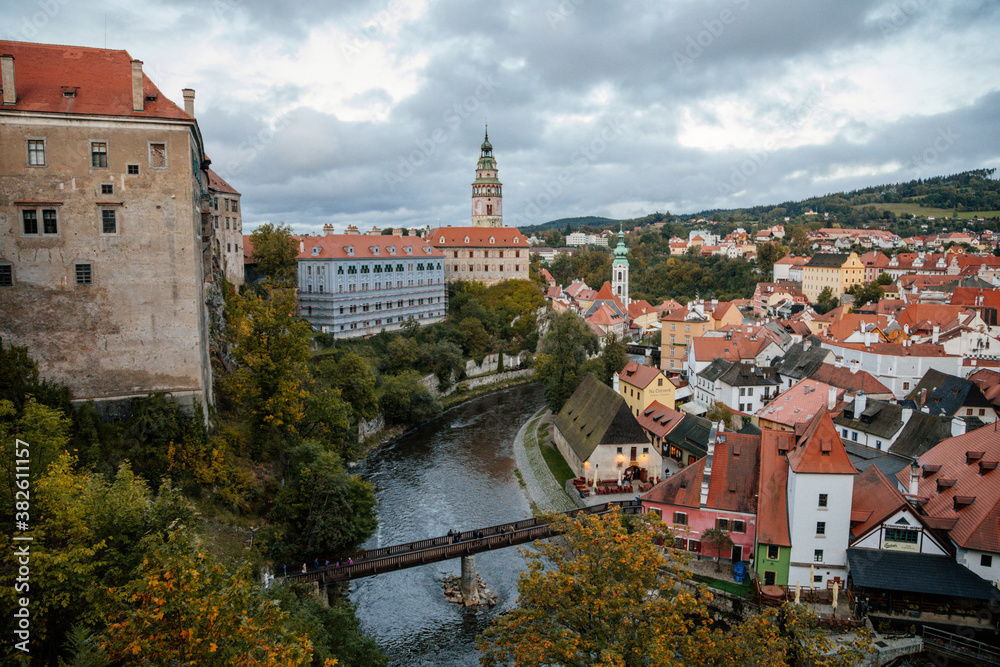 Medieval renaissance castle of Cesky Krumlov and Vltava river, South Bohemia, Czech Republic