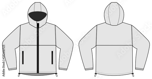 windproof hooded jacket ( parka) vector illustration / white