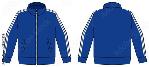 Longsleeve jersey shirt (sports training jacket) vector illustration / blue and white