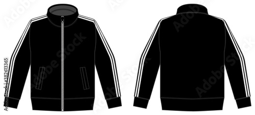 Longsleeve jersey shirt (sports training jacket) vector illustration / black and white