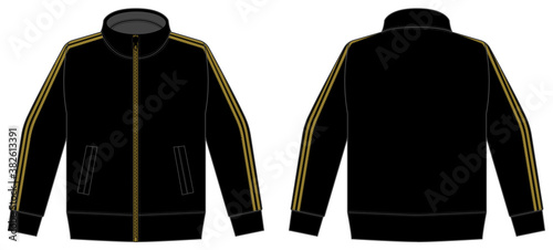 Longsleeve jersey shirt (sports training jacket) vector illustration / black and gold