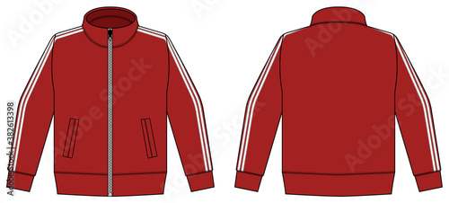 Longsleeve jersey shirt (sports training jacket) vector illustration / red and white