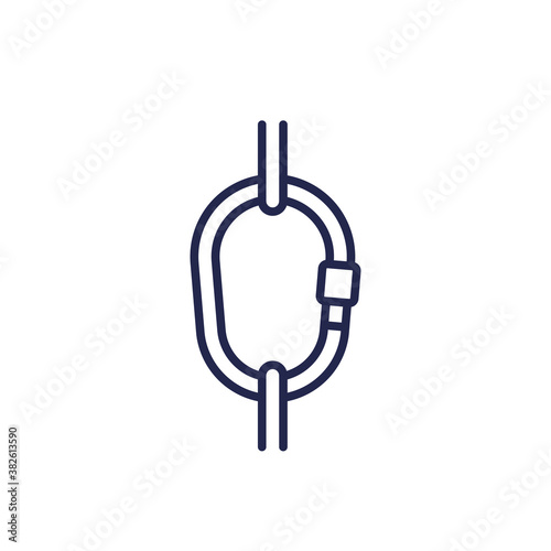 carabiner icon on white, line design