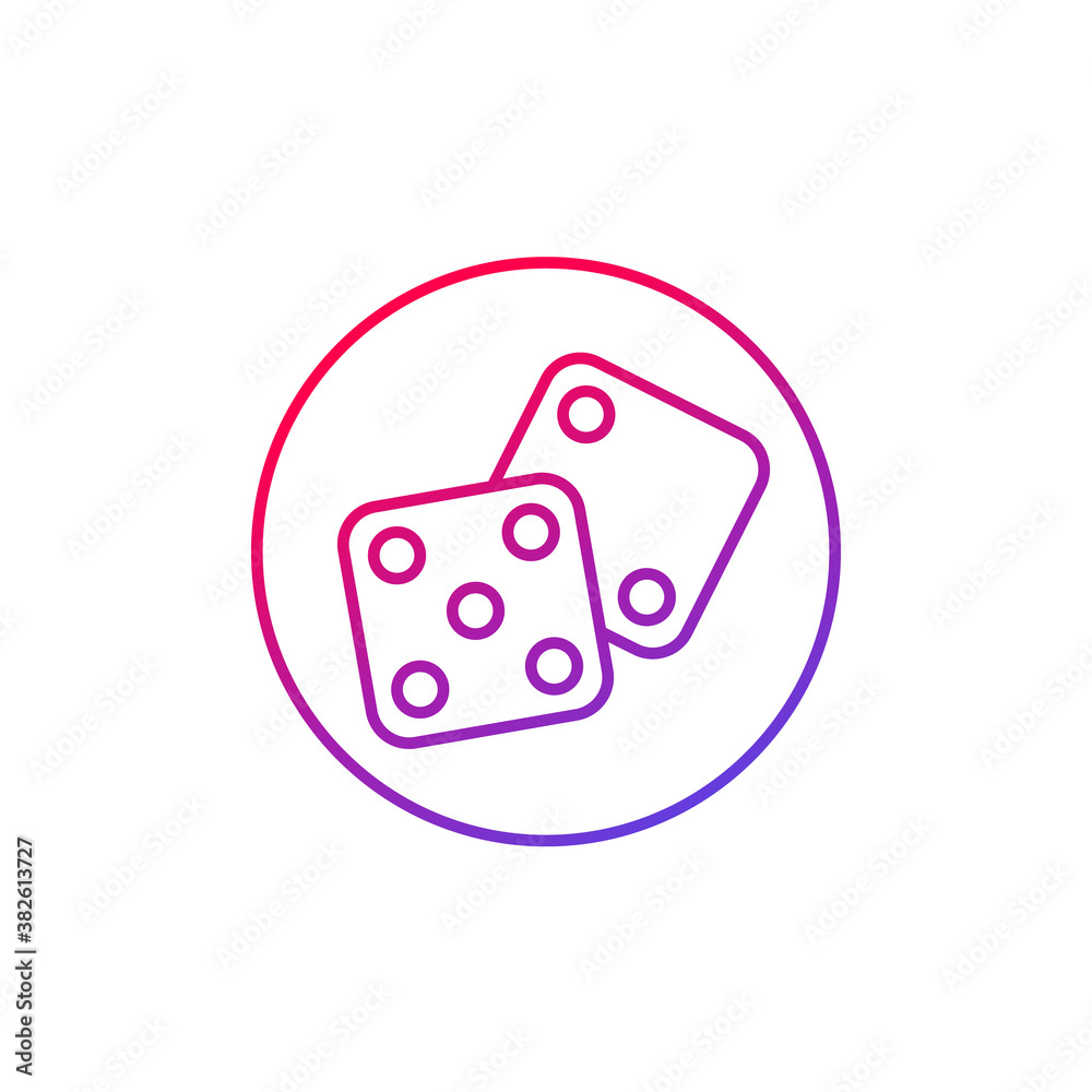 Dice line icon on white Dice line icon on white