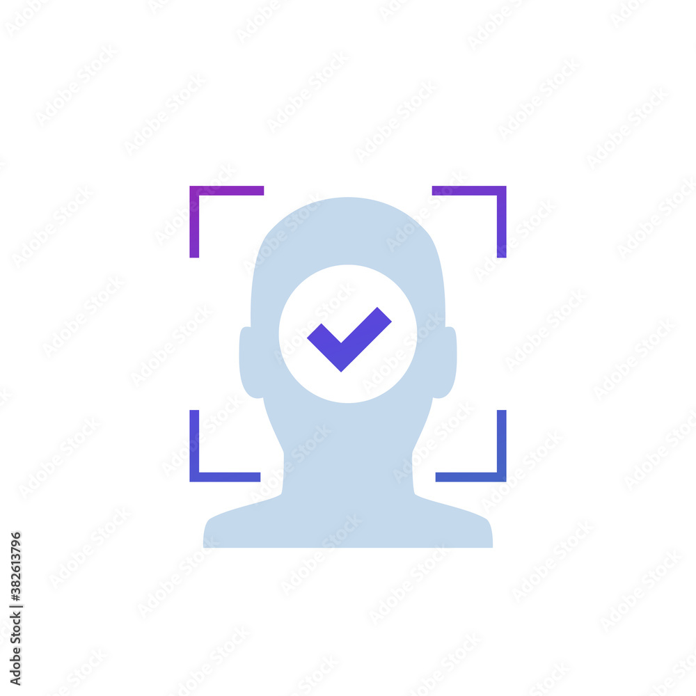 facial recognition icon, biometric face scanning vector facial recognition icon, biometric face scanning vector