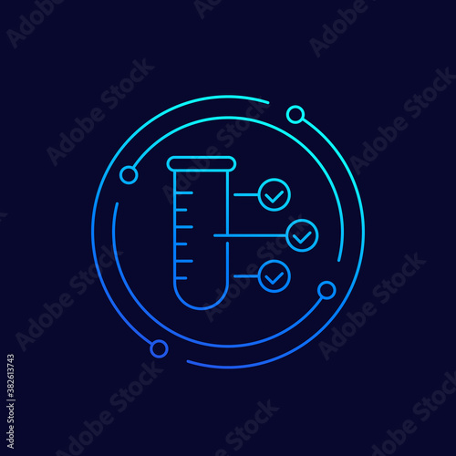 doping test, line icon with test-tube
