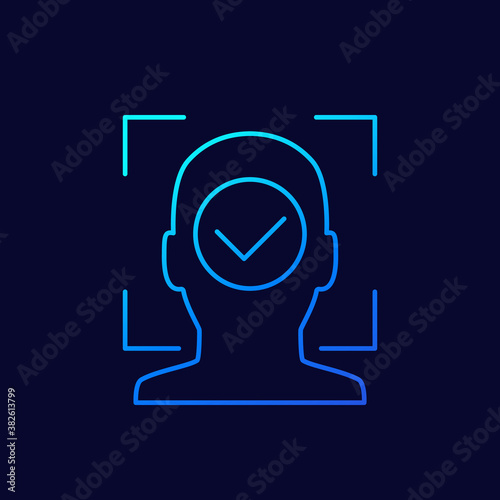 facial recognition icon, face scanning linear design