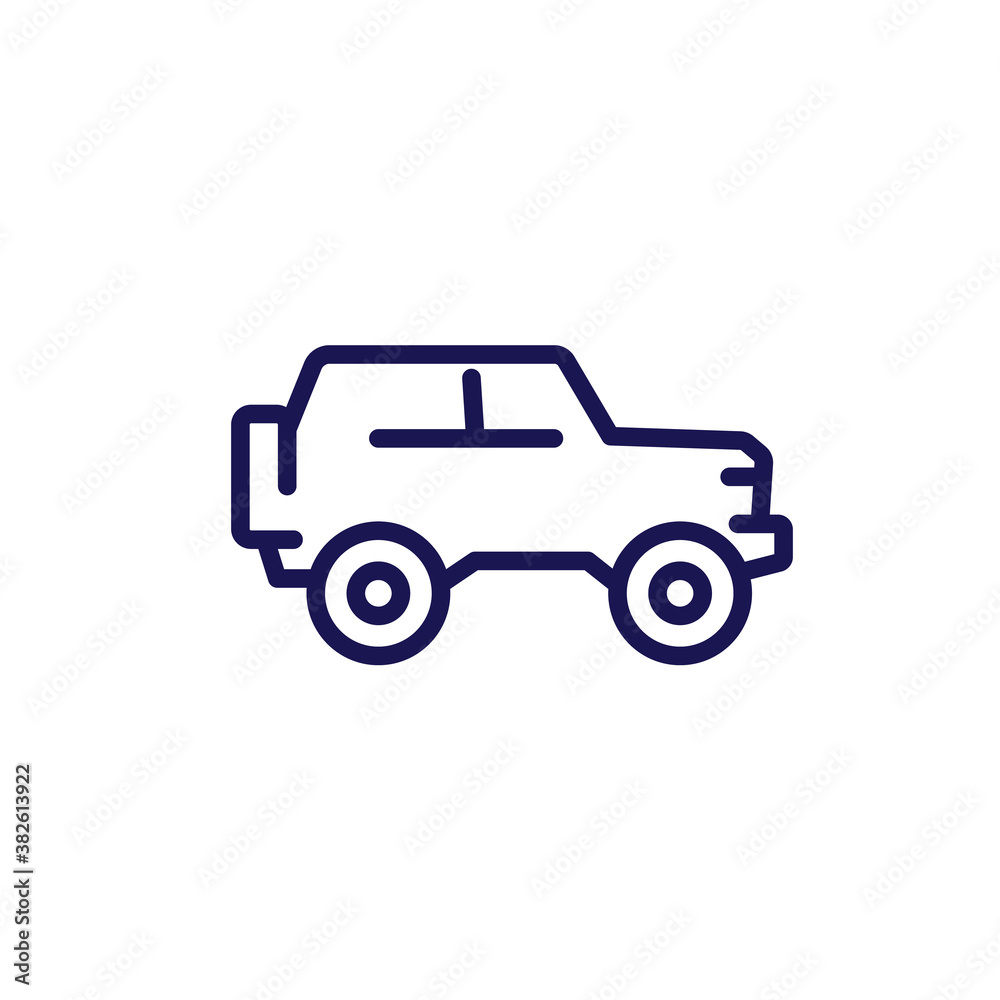 off-road car, 4wd truck line icon