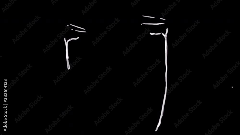 2d Hand-drawn animation of crying eyes with tears with black background