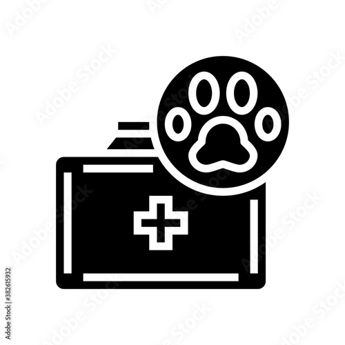 pets first aid kit box glyph icon vector. pets first aid kit box sign. isolated contour symbol black illustration