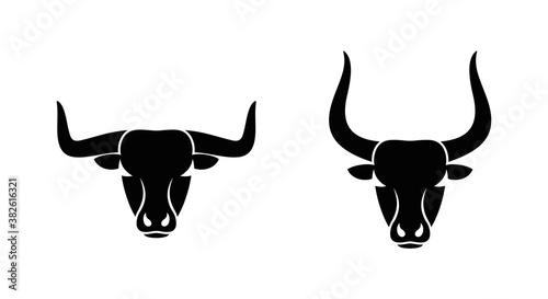 Bull head logo. Isolated bull head on white background