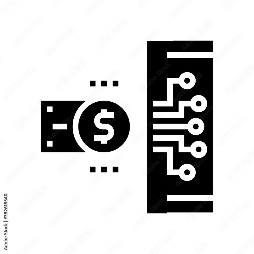 electonic money glyph icon vector. electonic money sign. isolated contour symbol black illustration electonic money glyph icon vector. electonic money sign. isolated contour symbol black illustration