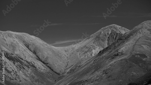 Lingmell and Scafell Pike monochrome photo