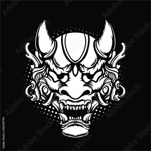 Demon Mask Black and White
