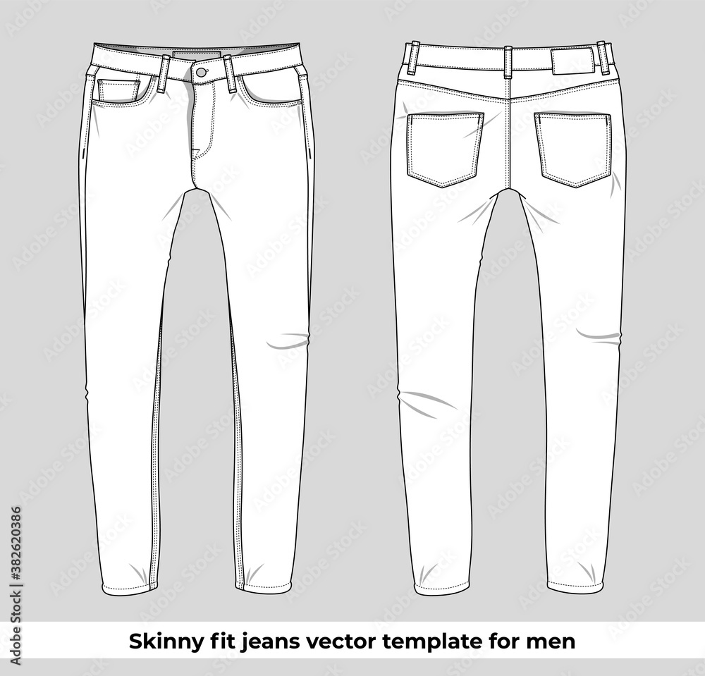 Vetor do Stock: Skinny fit jeans vector template for men | Adobe Stock
