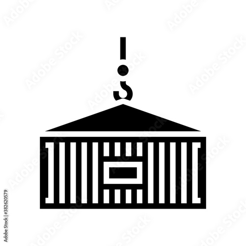 container loading glyph icon vector. container loading sign. isolated contour symbol black illustration