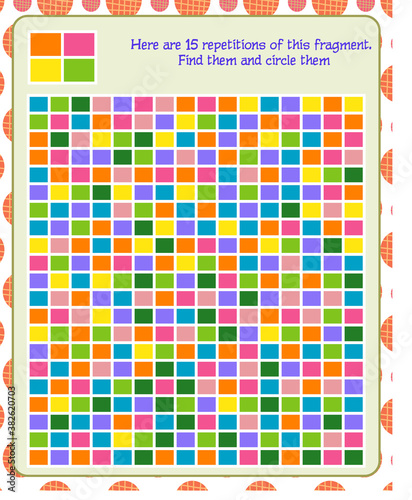 logic game for children. find 15 fragments specified in the sample