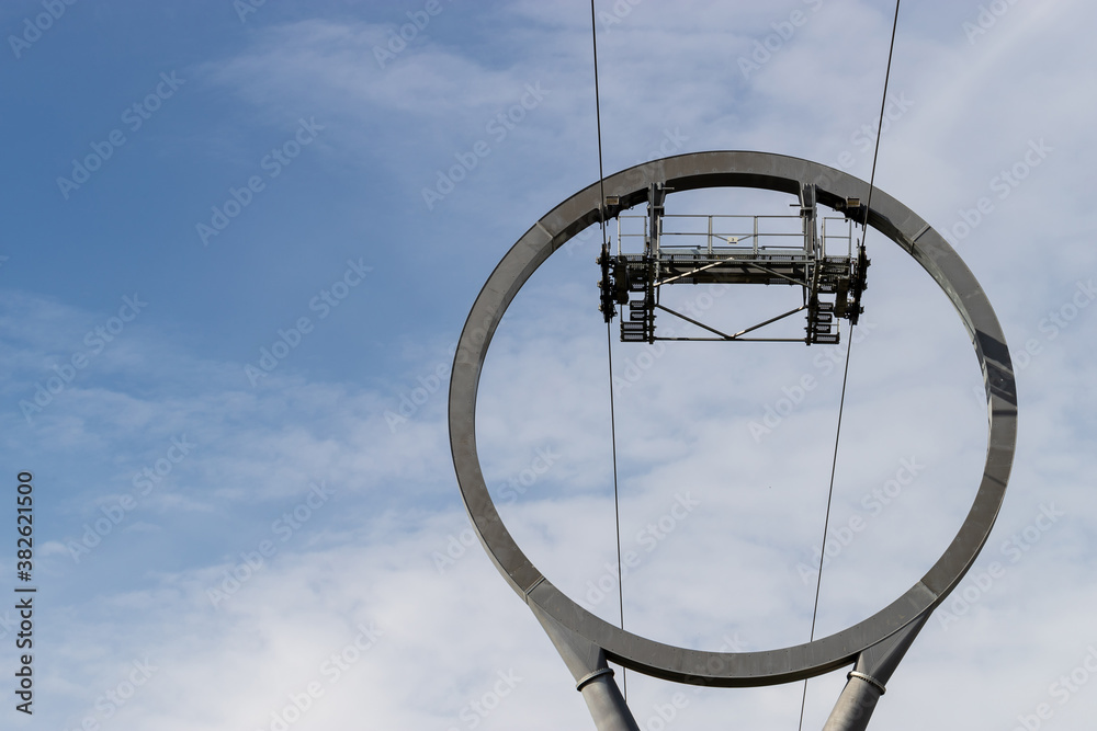Cable car for sightseeing. Part of the design detail close-up Cable car for sightseeing. Part of the design detail close-up