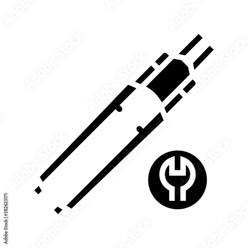 bicycle fork straightening glyph icon vector. bicycle fork straightening sign. isolated contour symbol black illustration