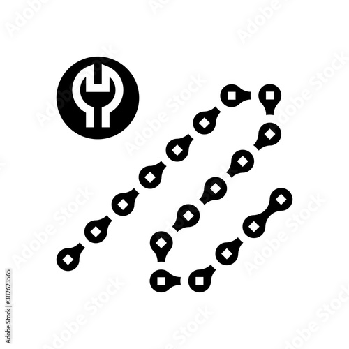 bicycle chane repair and shortening glyph icon vector. bicycle chane repair and shortening sign. isolated contour symbol black illustration