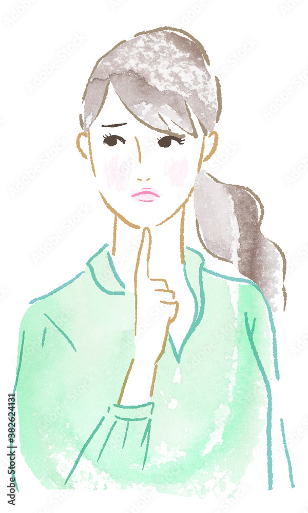 Watercolor style illustration of a beautiful woman