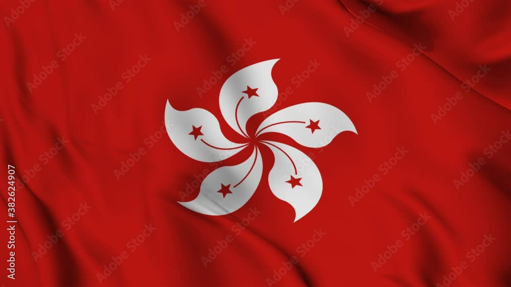 Flag of the Hong Kong Special Administrative Region of the People's Republic of China gently waving in the wind Flag of the Hong Kong Special Administrative Region of the People's Republic of China gently waving in the wind