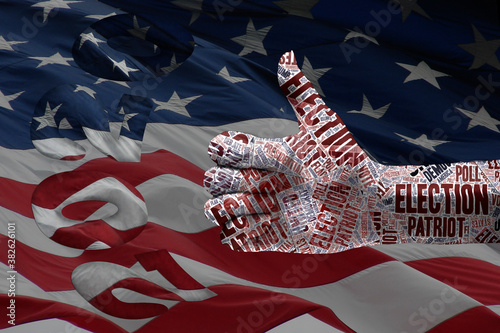 illustration for presidential election 2020: thimb up and usa flag