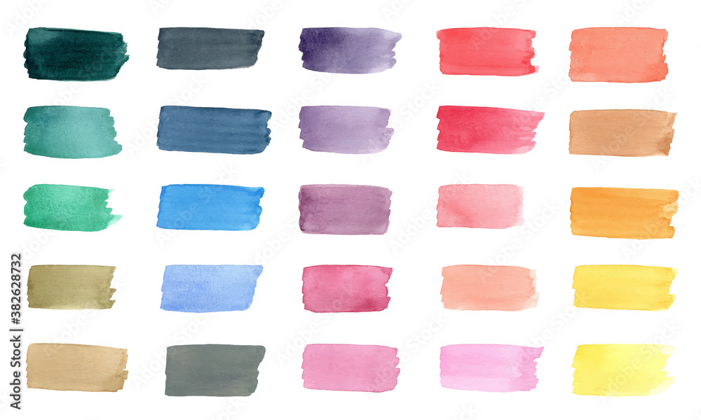 Colorful watercolor brush stroke collection