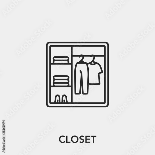 closet icon vector. Linear style sign for mobile concept and web design. closet symbol illustration. Pixel vector graphics - Vector.